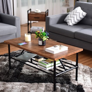 2-Tier Living Room Furniture Shelf Coffee Table