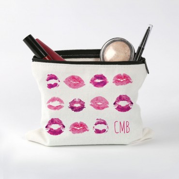 Lip Prints Custom Kisses Makeup Bag