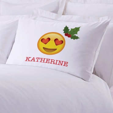 Mistletoe Emoji Personalized Pillowcase