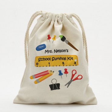 School Survival Kit Custom Drawstring Sack