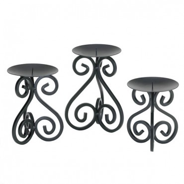 Scroll work Candle Holders Stand Trio