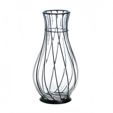 Short Glass Metal Vase