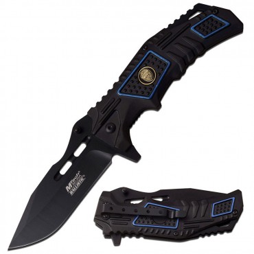 MTECH USA Spring Assisted Knife 4.7 in. CLOSED Black Blade 2 Tone Aluminum Handle