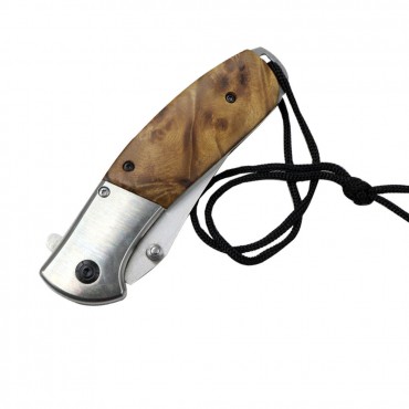 8 in. TheBoneEdge Steel Blade Spring Assisted Folding Knife Wooden Light shade Handle