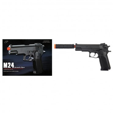 Double Eagle SM24 Large High Performance Plastic Spring Airsoft Pistol w/Silencer