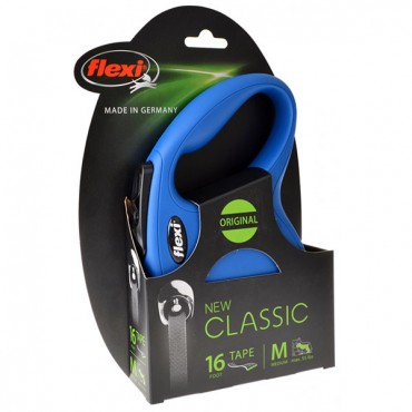 Flexi New Classic Retractable Tape Leash - Blue - Small - 16 in. Lead - Pets up to 33 lbs
