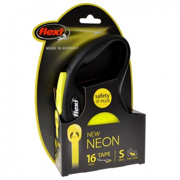 Flexi New Neon Retractable Tape Leash - Small - 16 in. Tape - Pets up to 33 lbs