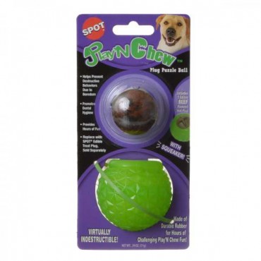 Spot Play'N Chew Treat Plug Puzzle Ball - Small - 2.5 in. Diameter - 4 Pieces