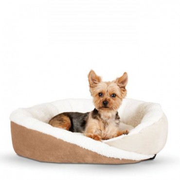 K&H Huggy Nest Cat Booster Bed - Tan and Caramel - Small - 22 in. L x 19 in. W x 6 in. H