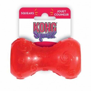Kong Squeeze Dumbbell Dog Toy - Small - Assorted Colors - 4 Pieces
