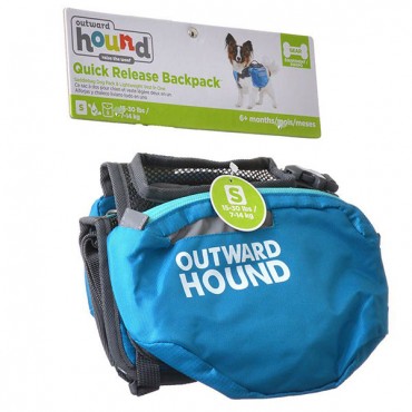 Outward Hound Quick Release Dog Backpack - Blue and Black - Small - Dogs 15-30 lbs