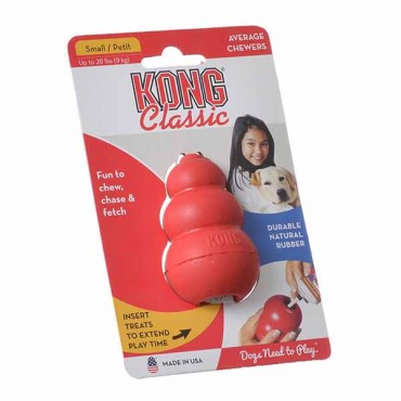 Kong Classic Dog Toy - Red - Small - Dogs up to 20 lbs - 2.75 in. Tall x .75 in. Diameter - 2 Pieces
