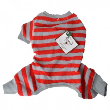 Lookin' Good Striped Dog Pajamas - Red - Small - Fits 10 in.-14 in. Neck to Tail