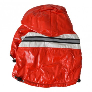 Pet Life Reflecta-Glow Adjustable Reflective Red Dog Raincoat - Small - 10 -12 Neck to Tail