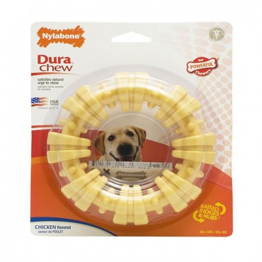 Nylabone Dura Chew Textured Ring - Chicken Flavor - Souper - Dogs over 50 lbs - 4 Pieces