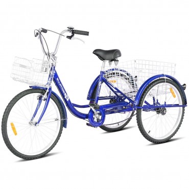 24 In. Single Speed 3-Wheel Bicycle Adult Tricycle