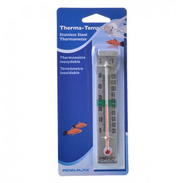 Penn Plax Therm-Temp Stainless Steel Thermometer - Stainless Steel Thermometer - 4 Pieces