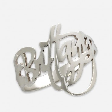 Sterling Silver Modern Signature Name Ring