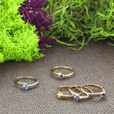 Sterling Silver Stackable Birthstone Rings