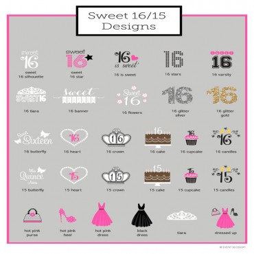 Personalized Sweet 16 or 15 Cupcake Wrappers & Cupcake Toppers - Set of 24