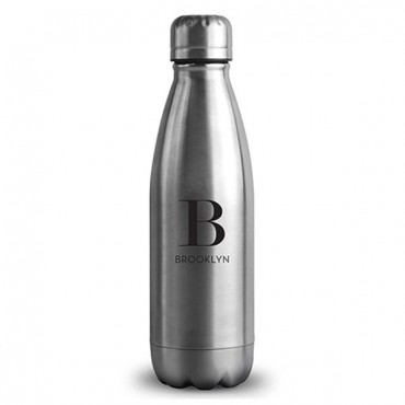 Insulated Water Bottle - Silver Cola Bottle - Modern Serif Initial Printing