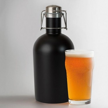 Personalized Black Stainless Steel Beer Growler - Hoptimistic Printing