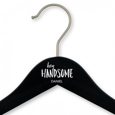 Personalized Wooden Wedding Clothes Hanger - Hey Handsome
