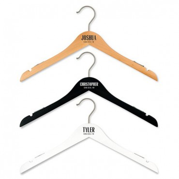 Personalized Wooden Wedding Clothes Hanger - Modern Print