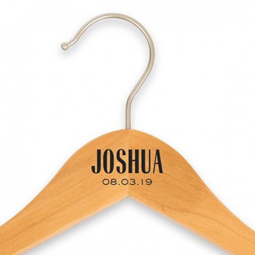 Personalized Wooden Wedding Clothes Hanger - Modern Print