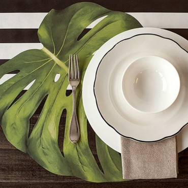 Tropical Monstera Leaf Die-Cut Paper Placemat Sheets