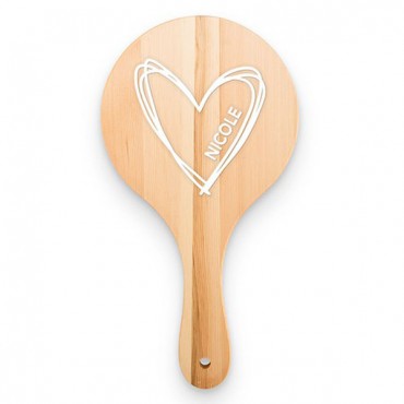 Wooden Hand Mirror - Personalized Heart