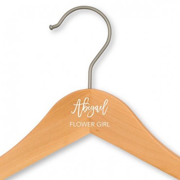 Personalized Wooden Flower Girl Wedding Clothes Hanger - Script