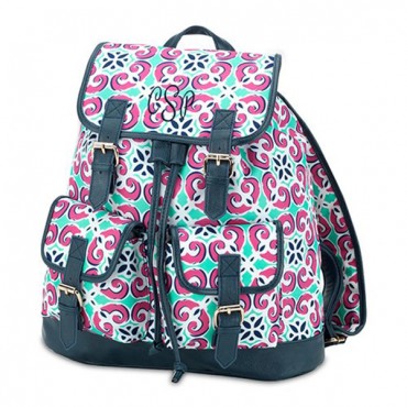 Large Personalized Backpack With Faux Leather Trim - Kaleidoscope