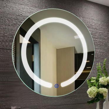 20 In. LED Touch Button Wall Mount Bathroom Round Mirror