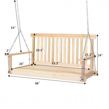 4 In. Wood Garden Hanging Seat Chains Porch Swing