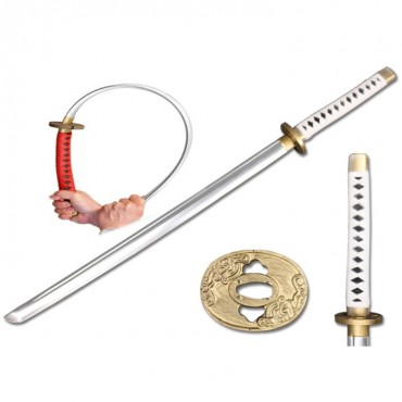Defender High Quality Foam Samurai Sword 39 in. White Handle with Brass Colored Fitting