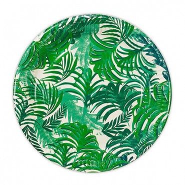 Tropical Leaves Round Paper Plates - 2 Pieces