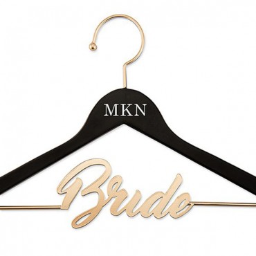 Personalized Wooden Wedding Dress Clothes Hanger - Metal Bride Wire