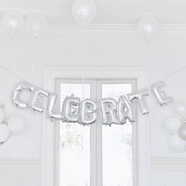 Silver Foil Balloon Decoration - Celebrate