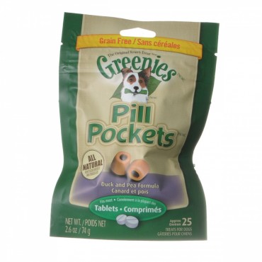 Greenies Pill Pockets Dog Treats - Duck and Pea Formula - Tablets - 2.6 oz - Approx. 25 Treats