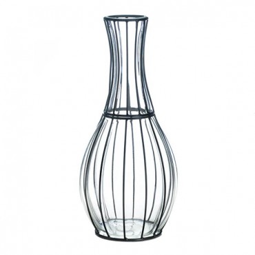 Tall Glass Metal Vase