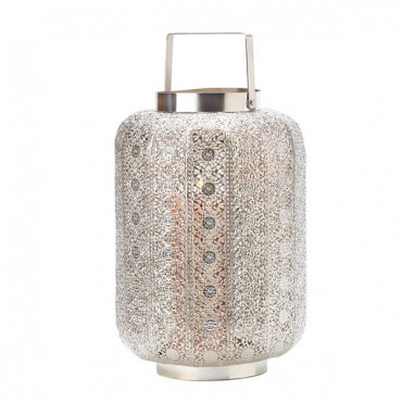 Tall Silver Lace Design Candle Lamp