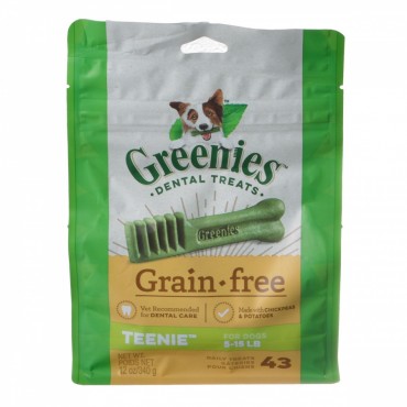 Greenies Grain Free Dental Treats for Dogs - Teenie - 43 Pack - Dogs 5-15 lbs