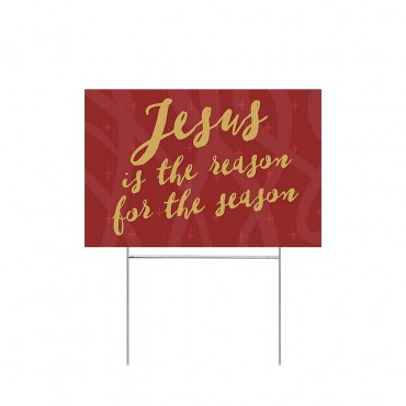 Jesus is the Reason for the Season - gold on red