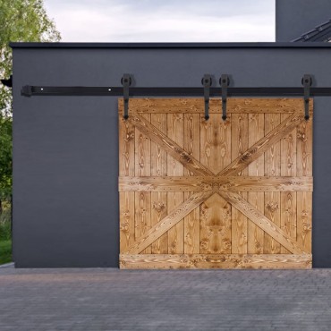 New 6 FT Black Modern Antique Style Sliding Barn Wood Door Hardware Closet Set