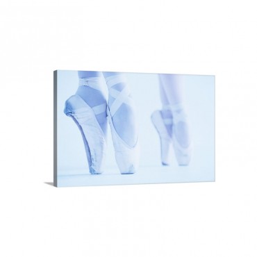 Tungsten Close Up Of Two Female Ballet Dancers Standing On Their Toes Wall Art - Canvas - Gallery Wrap