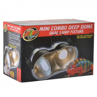 Zoo Med Mini Combo Deep Dome Lamp Fixture - Black - Up to 100 Watts - Each Socket