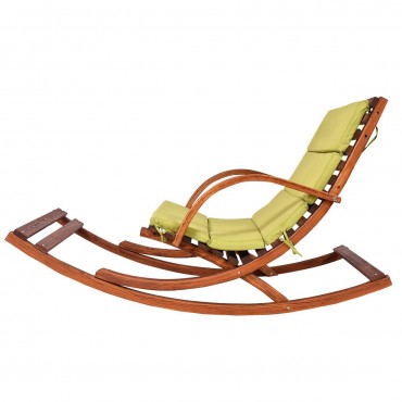 Outdoor 2 Persons Rocking Wooden Lounge Chair With Cushion