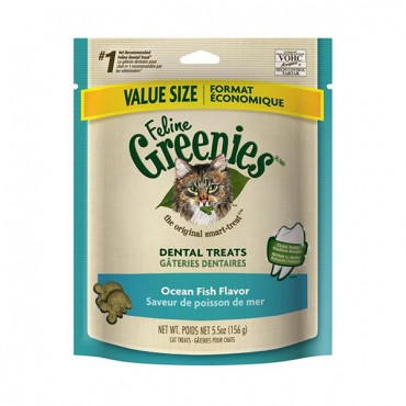 Greenies Feline Dental Treats - Ocean Fish Flavor - Value Size - 5.5 oz - 2 Pieces