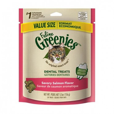 Greenies Feline Dental Treats - Savory Salmon Flavor - Value Size - 5.5 oz - 2 Pieces